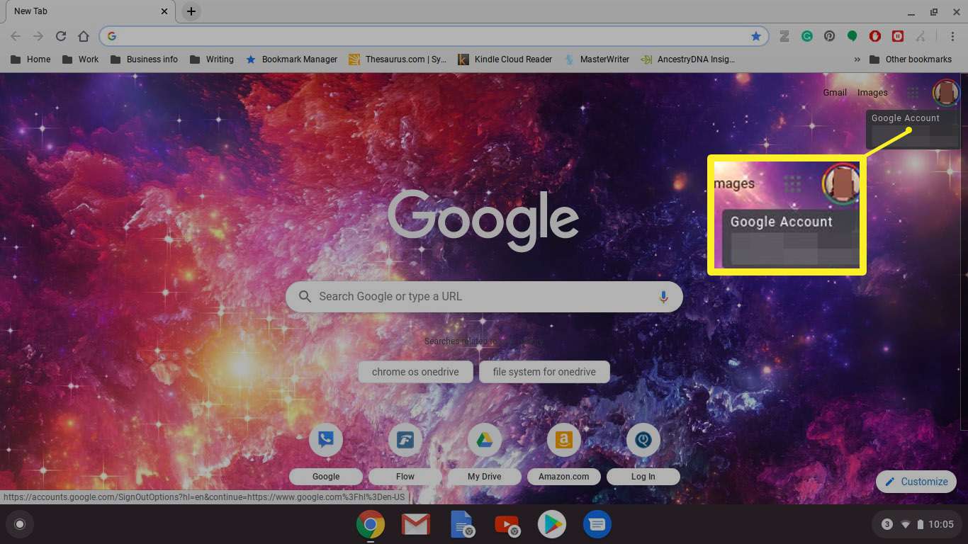 Selecting your profile picture in Google Chrome