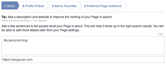 setting up facebook page