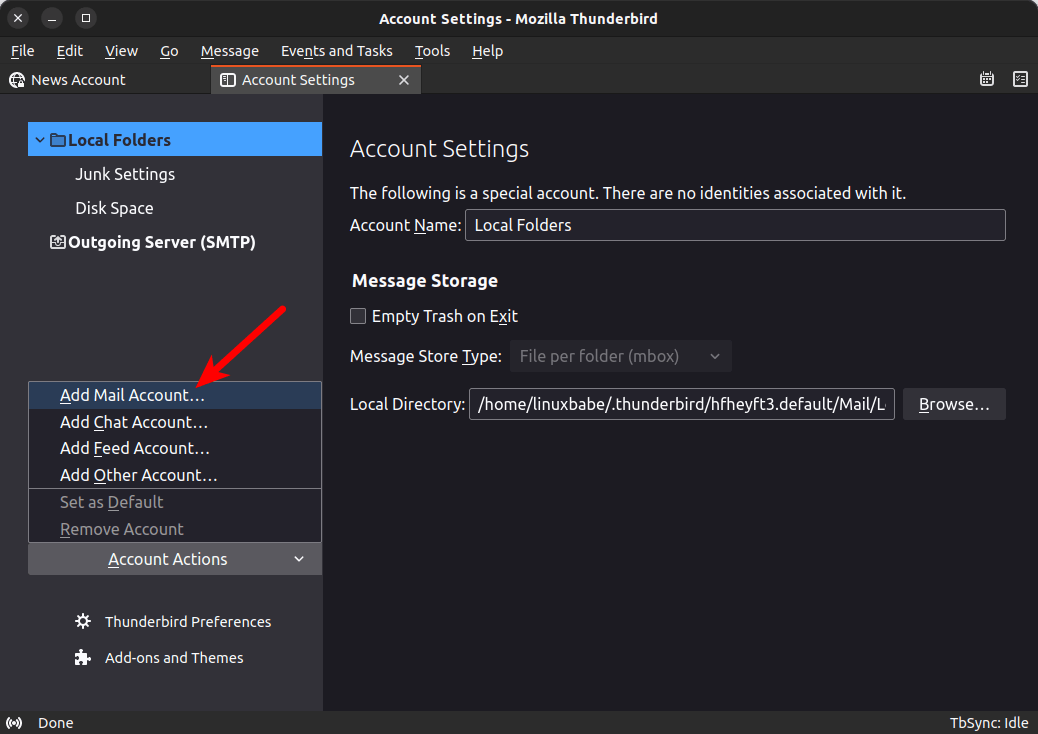 add email account in thunderbird