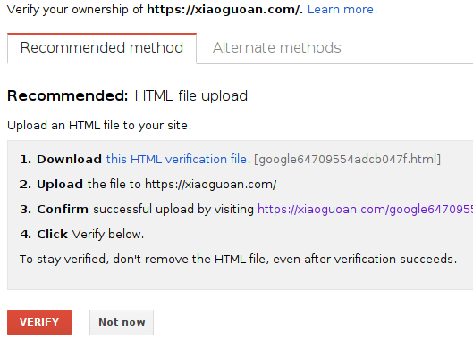 google search sonsole site verification