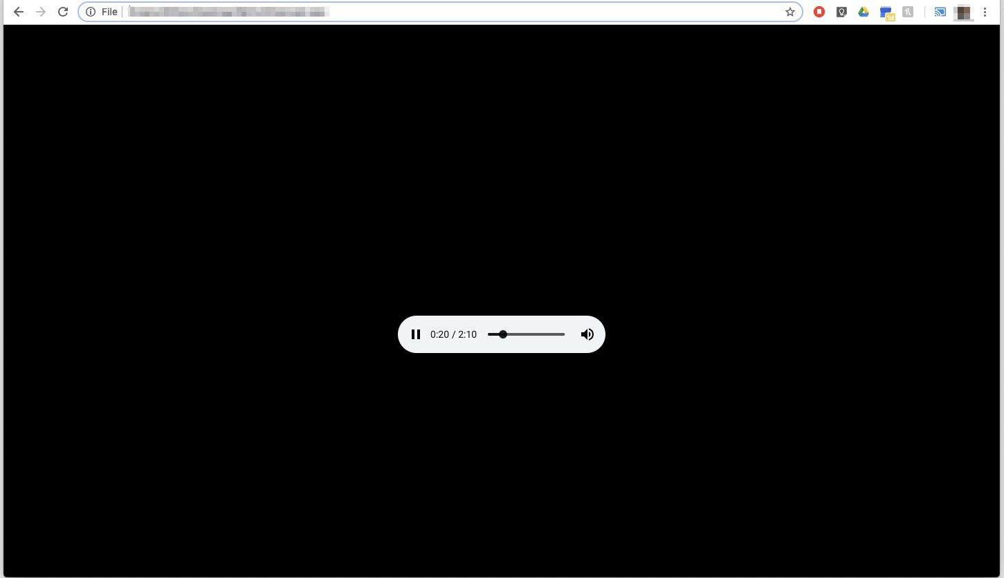 Screenshot of Chromecast function in Chrome with demonstrating Cast file playback.