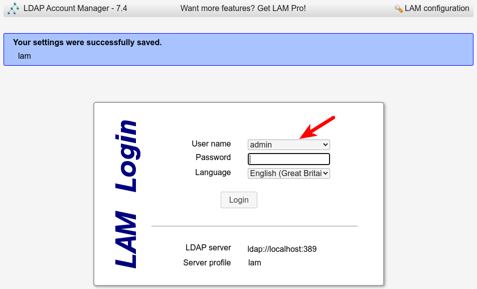 ldap account manager admin login