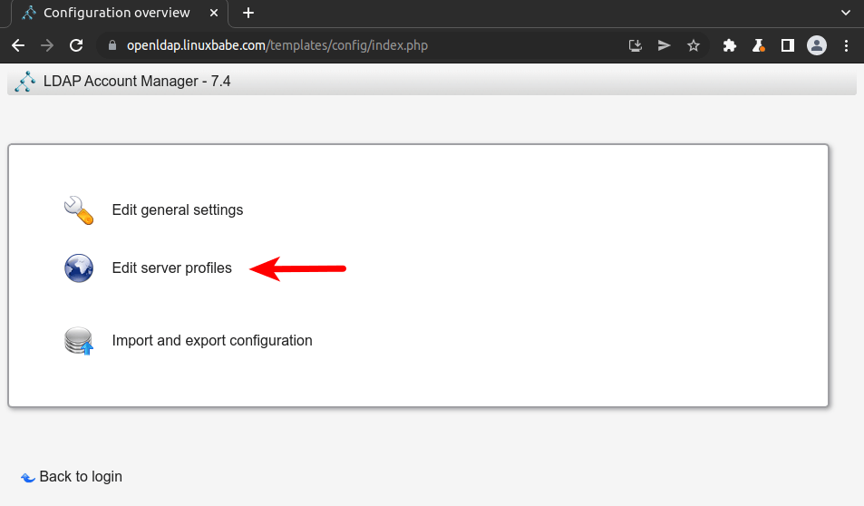ldap account manager edit server profiles