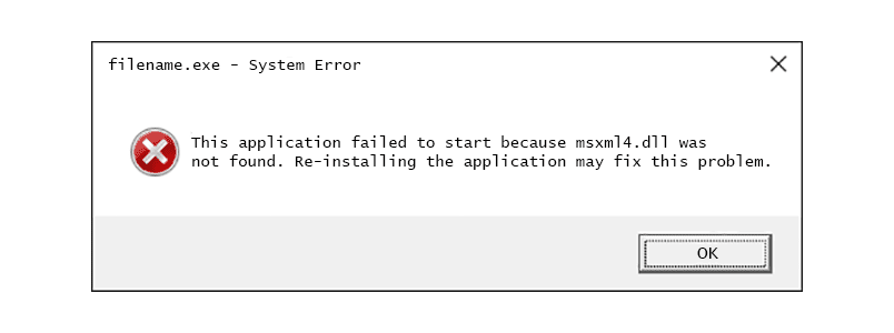 msxml4.dll error message in Windows