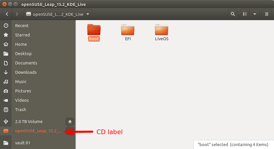 opensuse leap live cd label