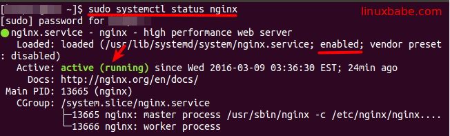 sudo systemctl status nginx