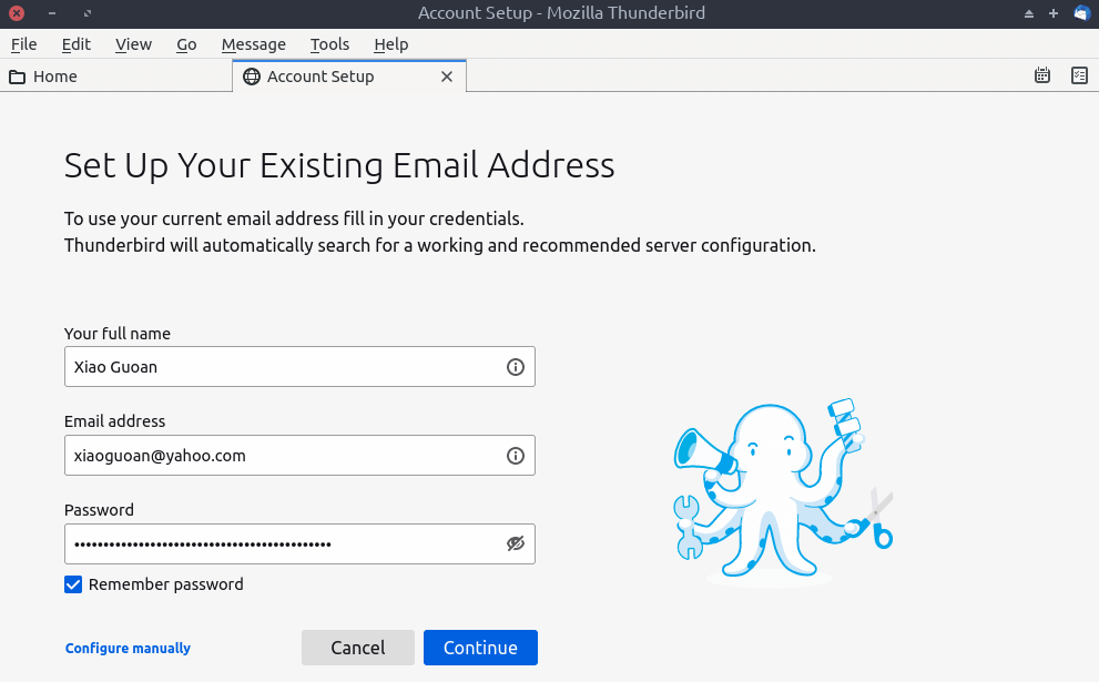thunderbird account setup