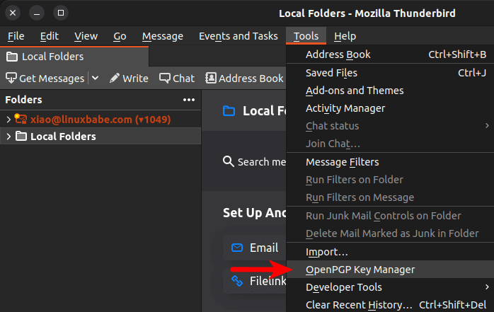 thunderbird openpgp key manager