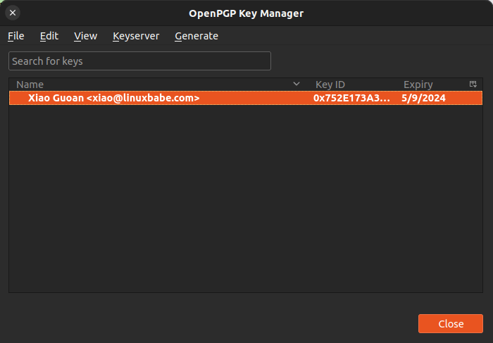 thunderbird personal openpgp key