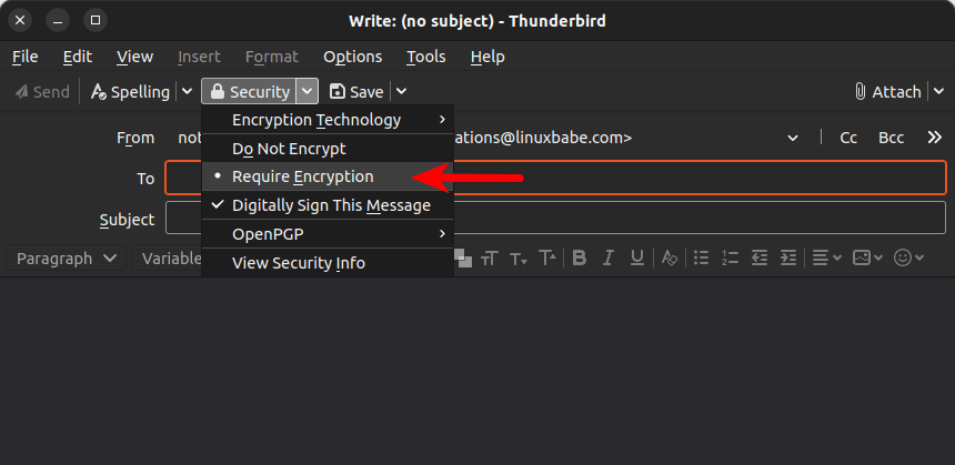 thunderbird require encryption