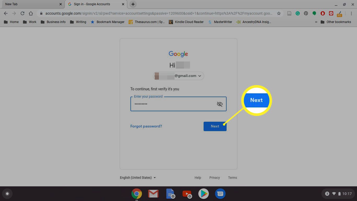 Verifying password in Google Chrome for Chromebook