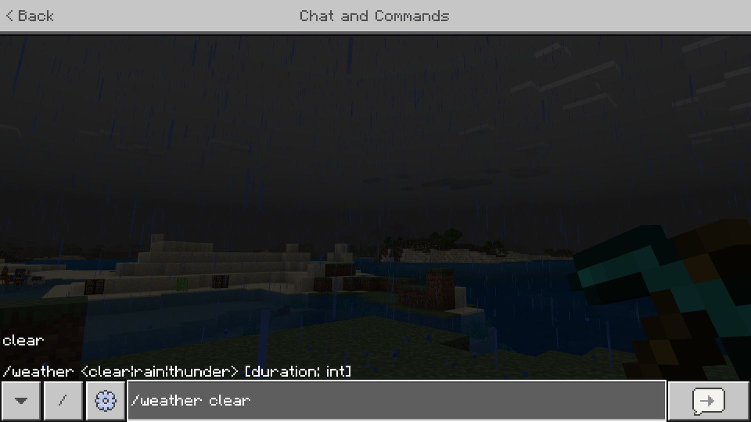 /weather clear in Minecraft chat window