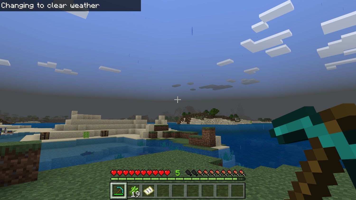 Changing to clear weather in Minecraft