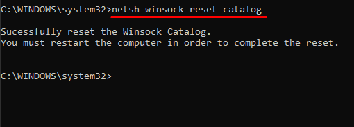 reset winsock