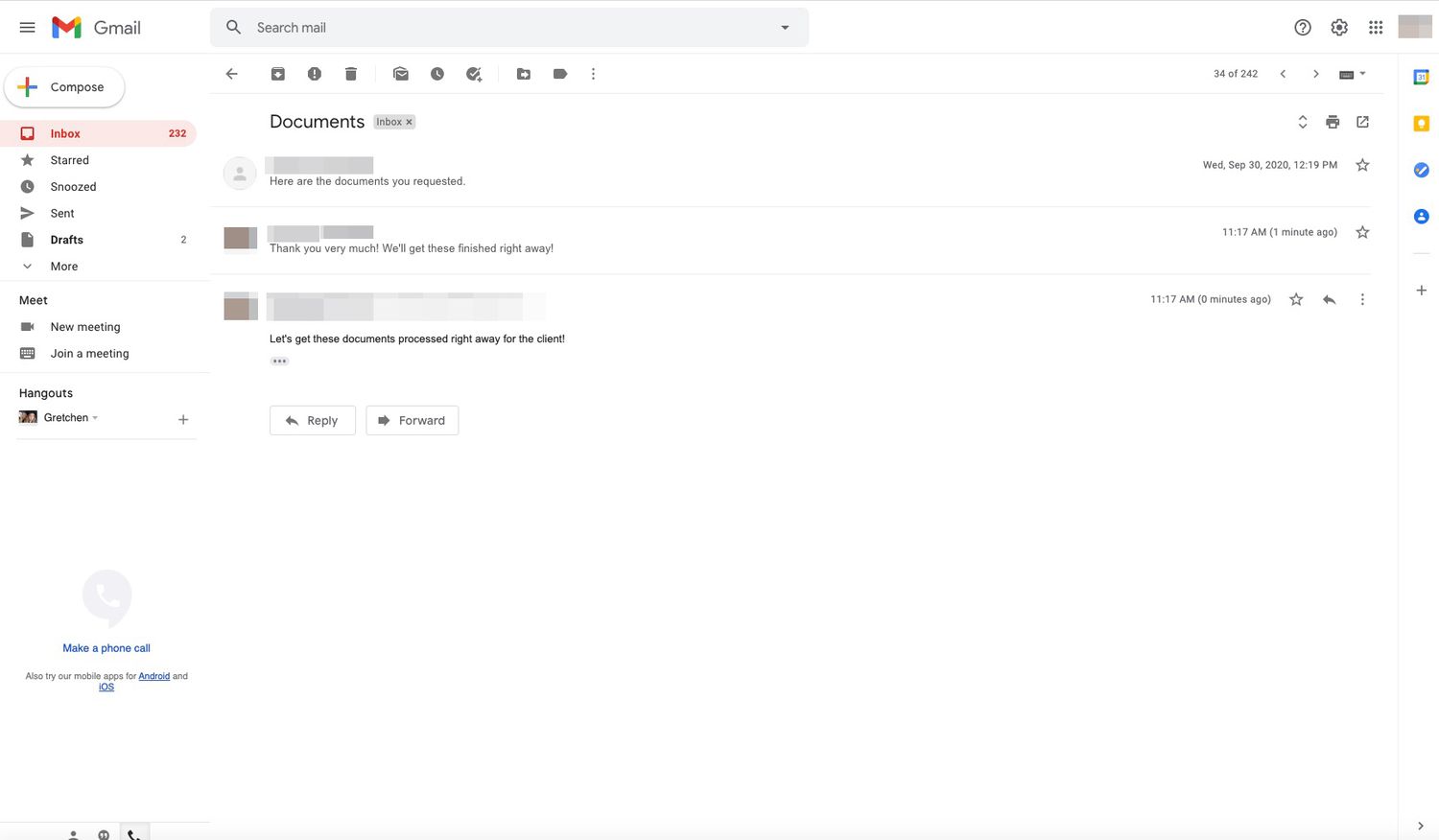 Gmail conversation thread