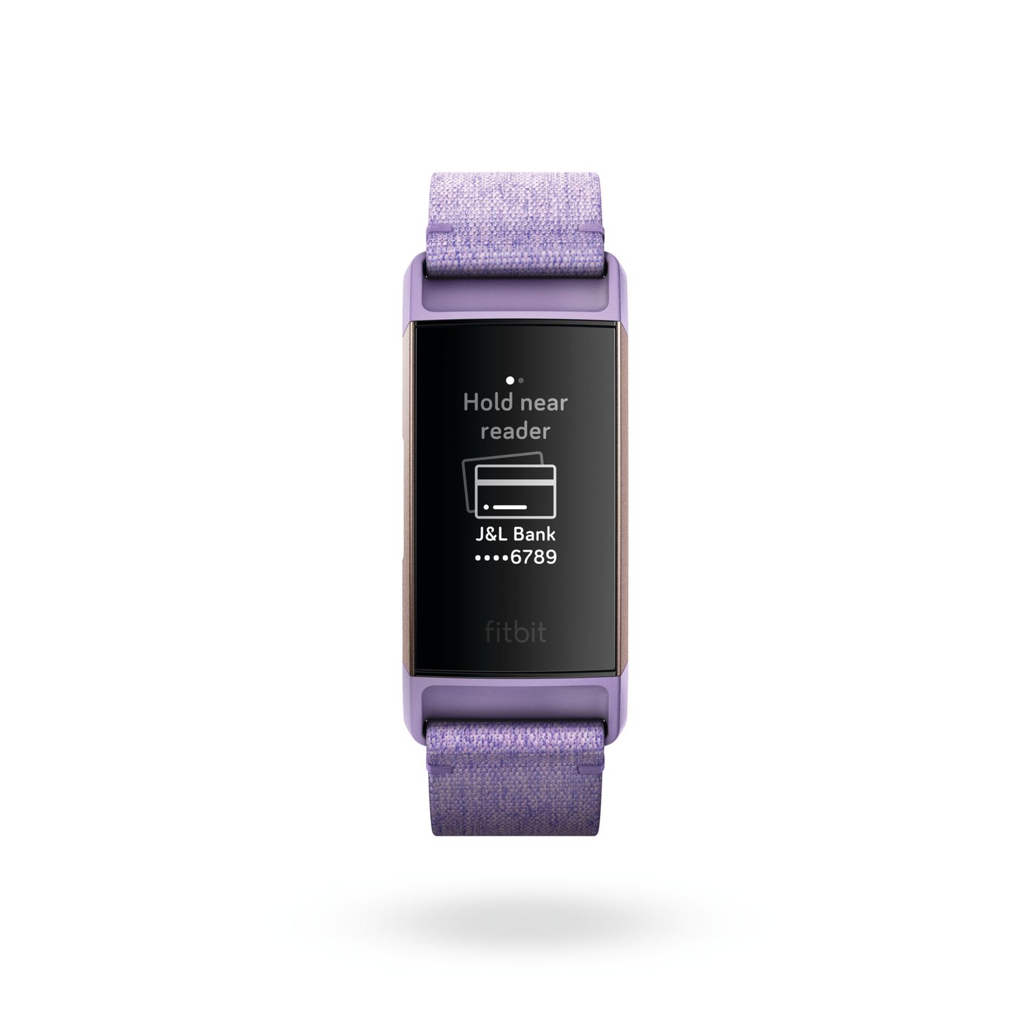 Fitbit Charge 3 fitness band with payment screen.