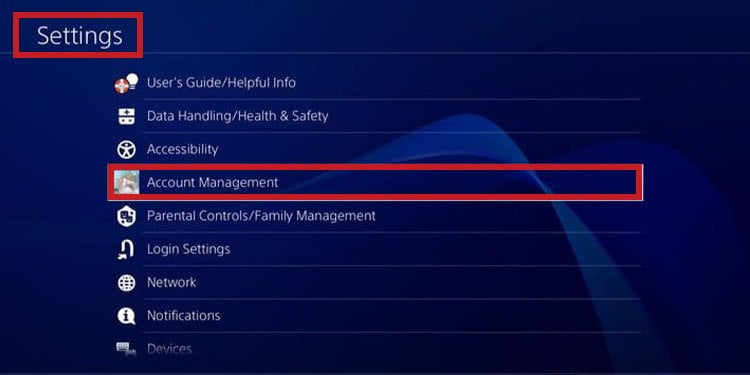 account management ps4