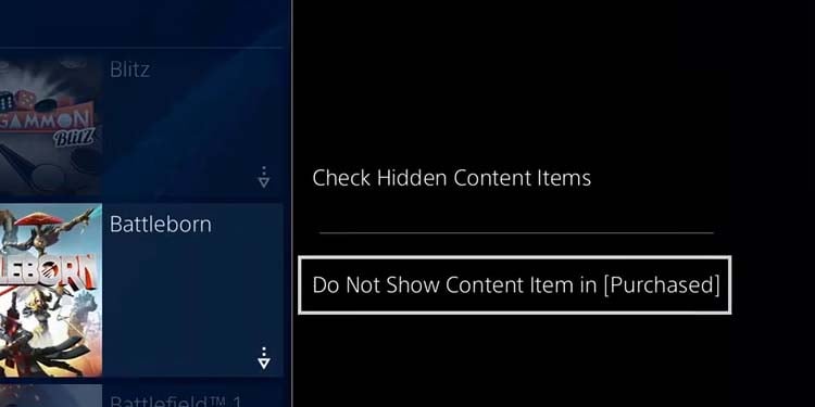 do not show content in purchased ps4 a