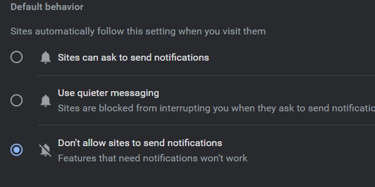 dont allow site to send notification