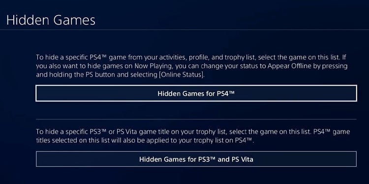 hide ps4 games on ps4