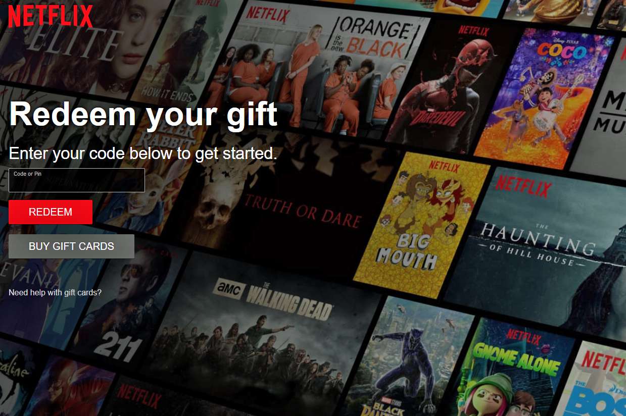 Netflix Gift Cards Redeem screenshot