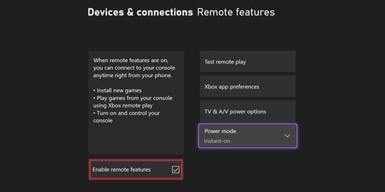 remote features enable