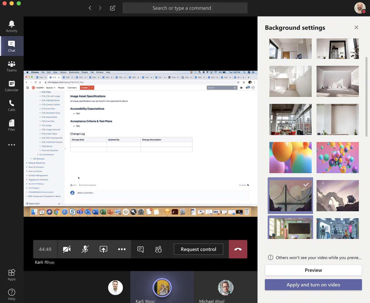 Screenshot of Microsoft Teams background effects preview