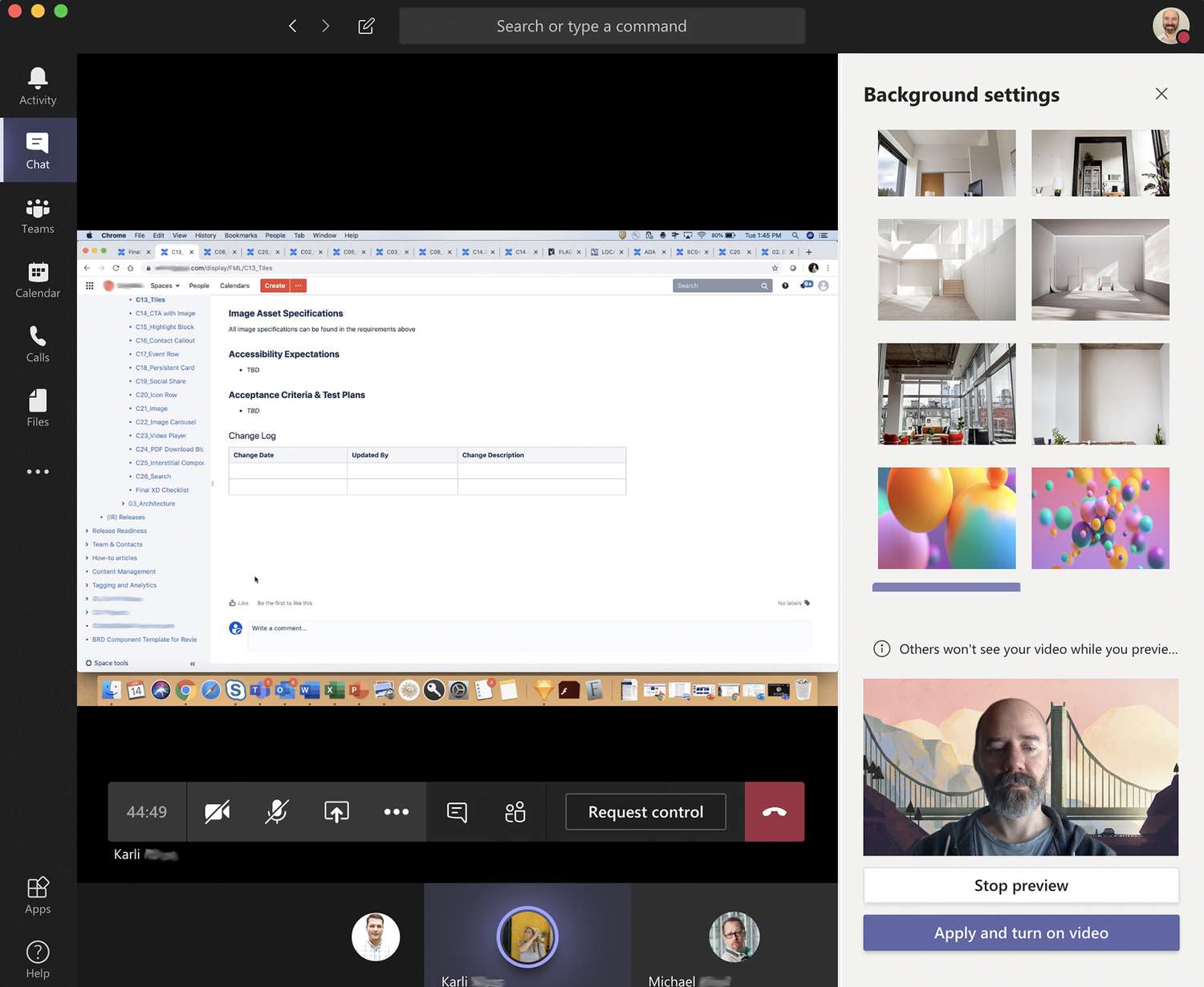 Screenshot of Microsoft Teams background effects preview