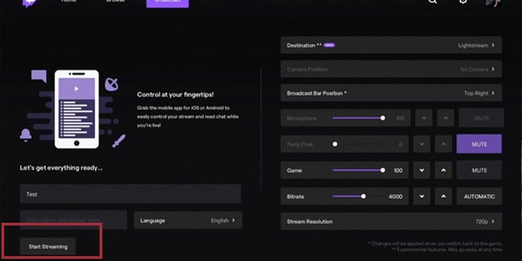 twitch options