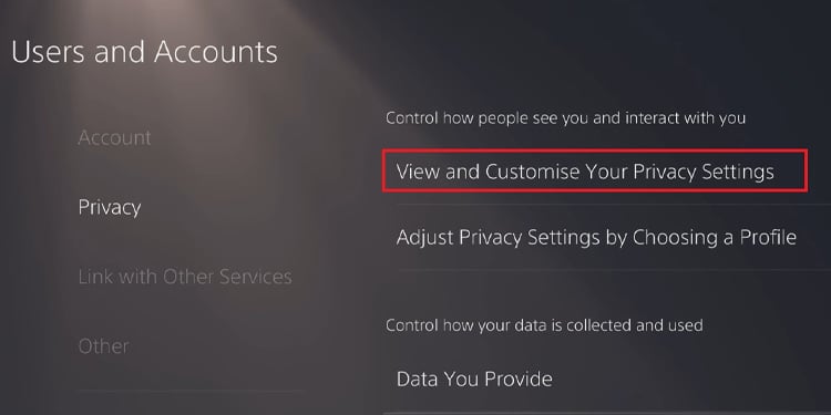 view and customize privacy