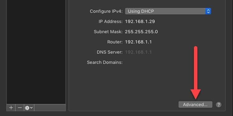 Mac Network Advance Settings