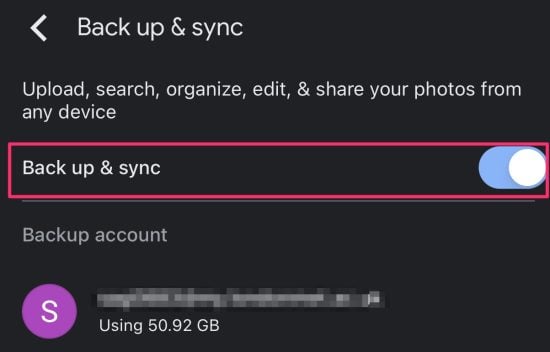 Back up &sync on mobile