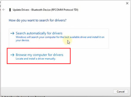 Browse my computer for drivers bluetooth