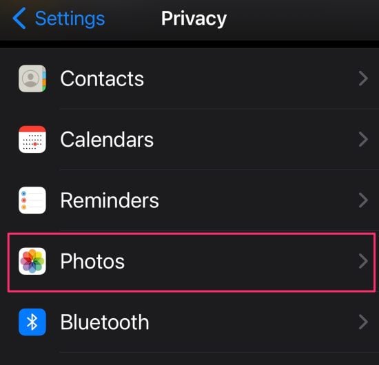 Configure Privacy settings for photos