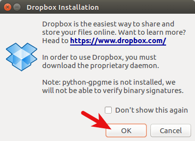 Dropbox daemon Installation