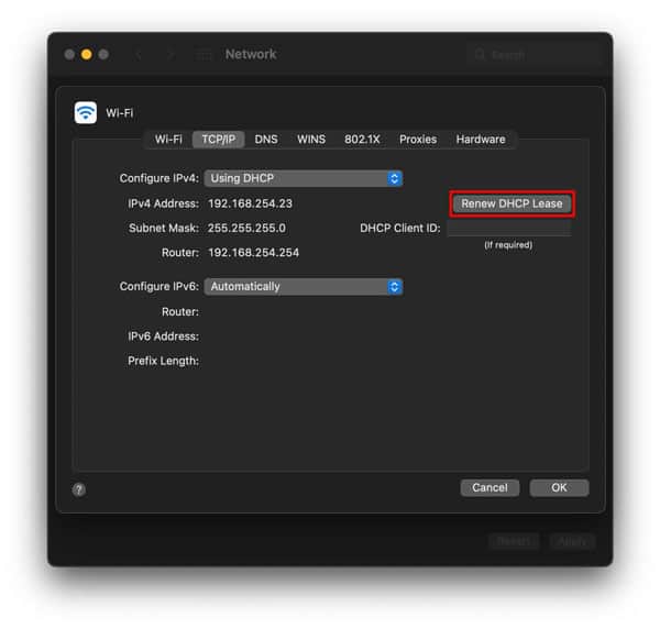 Renew-DHCP-Lease-Mac