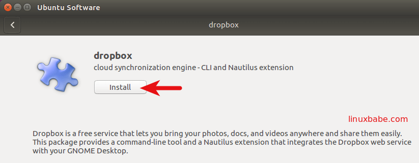 Ubuntu Software install dropbox