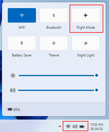 Windows 11 flight mode