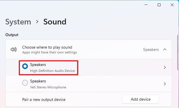 Windows 11 speakers propoerties