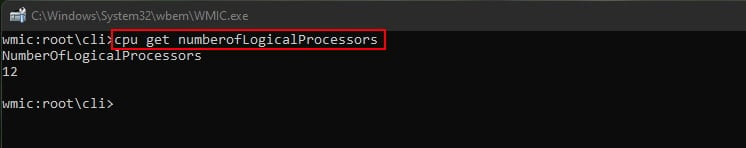 Windows-Command-WMIC-NumberofLogicalProcessor