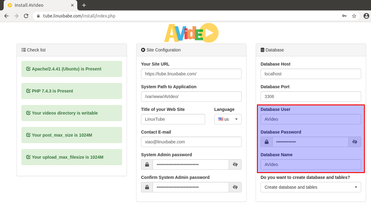 avideo-create-database-and-tables