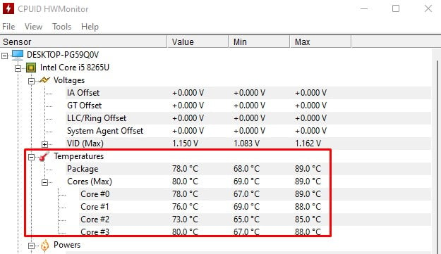 cpu temp hwmonitor