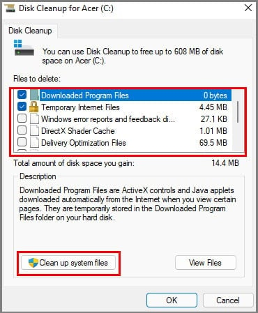 disk cleanup procedure in windows