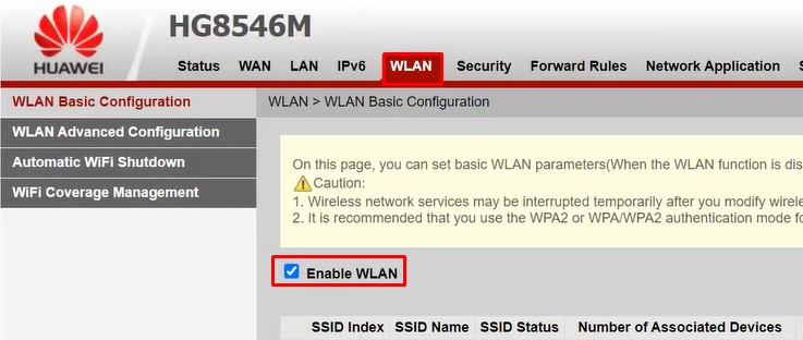 enable wlan