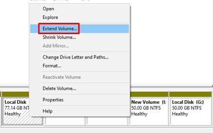 extend volume option