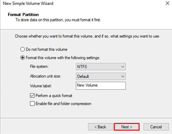 formatting in ntfs type