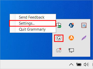 grammarly-taskbar-settings