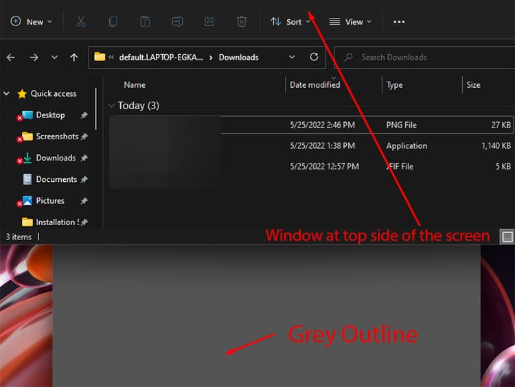 grey outline for windows snap assist