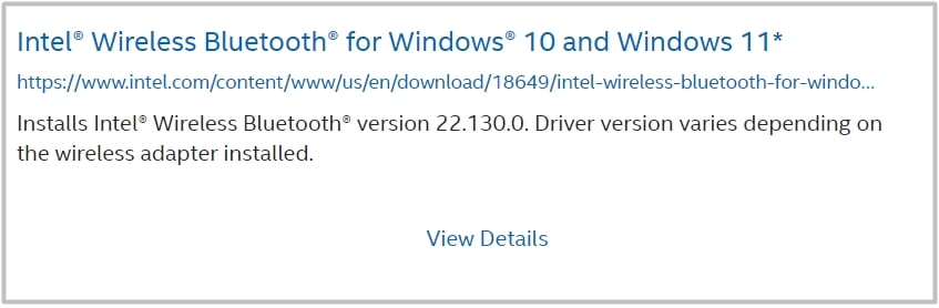 intel bluetooth driver