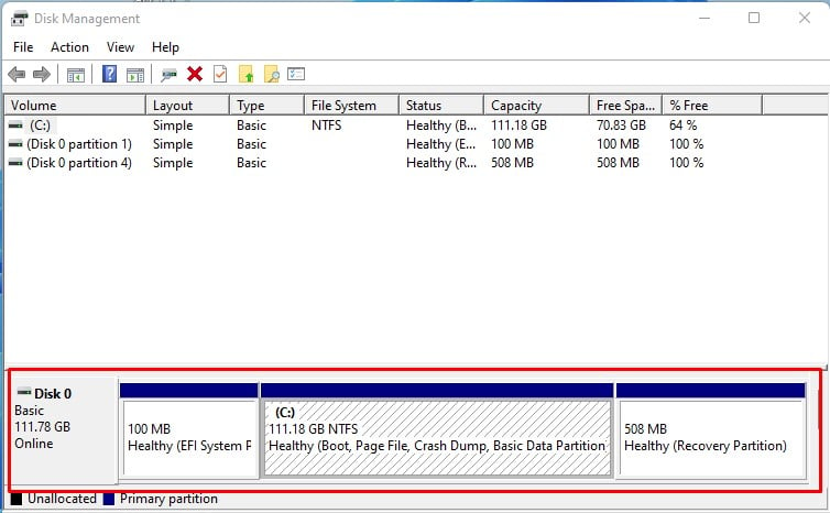 lower part of disk mgmt